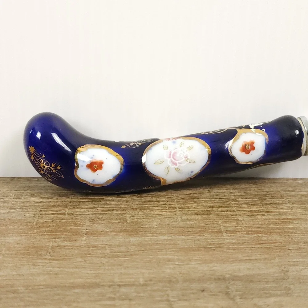 Prill‎ Sheffield Cobalt Porcelain Handle Silver Plated Pastry Server